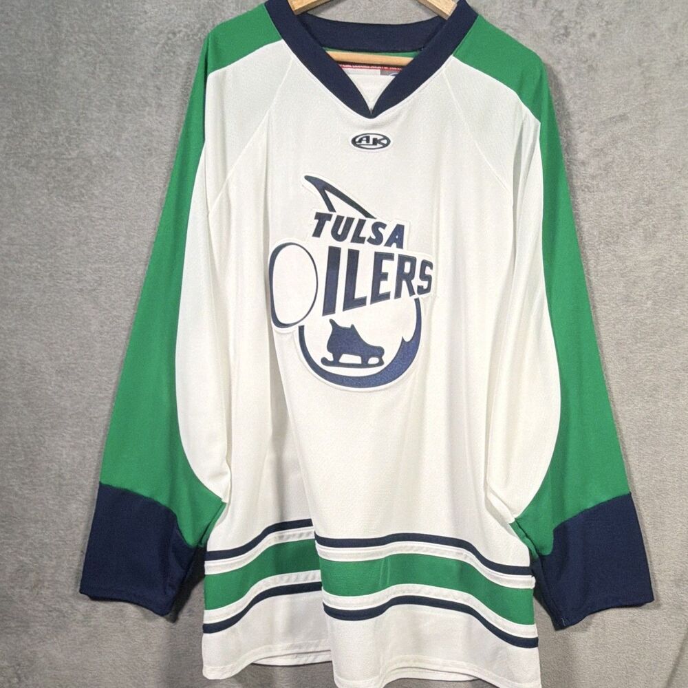 Athletic Knit Tulsa Oilers ECHL Hockey Jersey 4XL White Green Blue Licensed